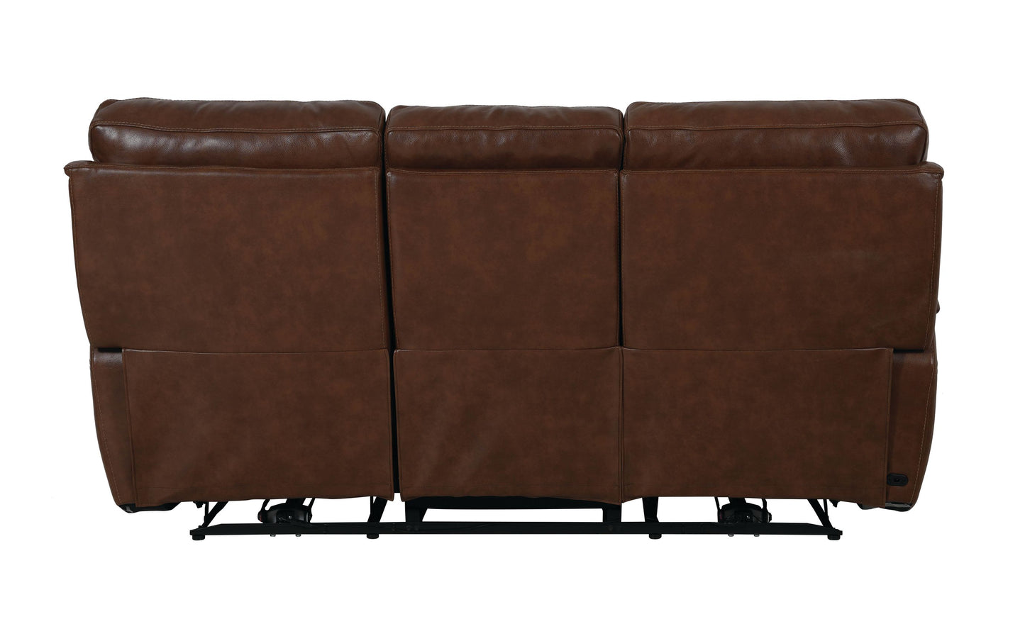 Bassett Club Level Burlington Power Motion Sofa in Umber Leather - Chapin Furniture