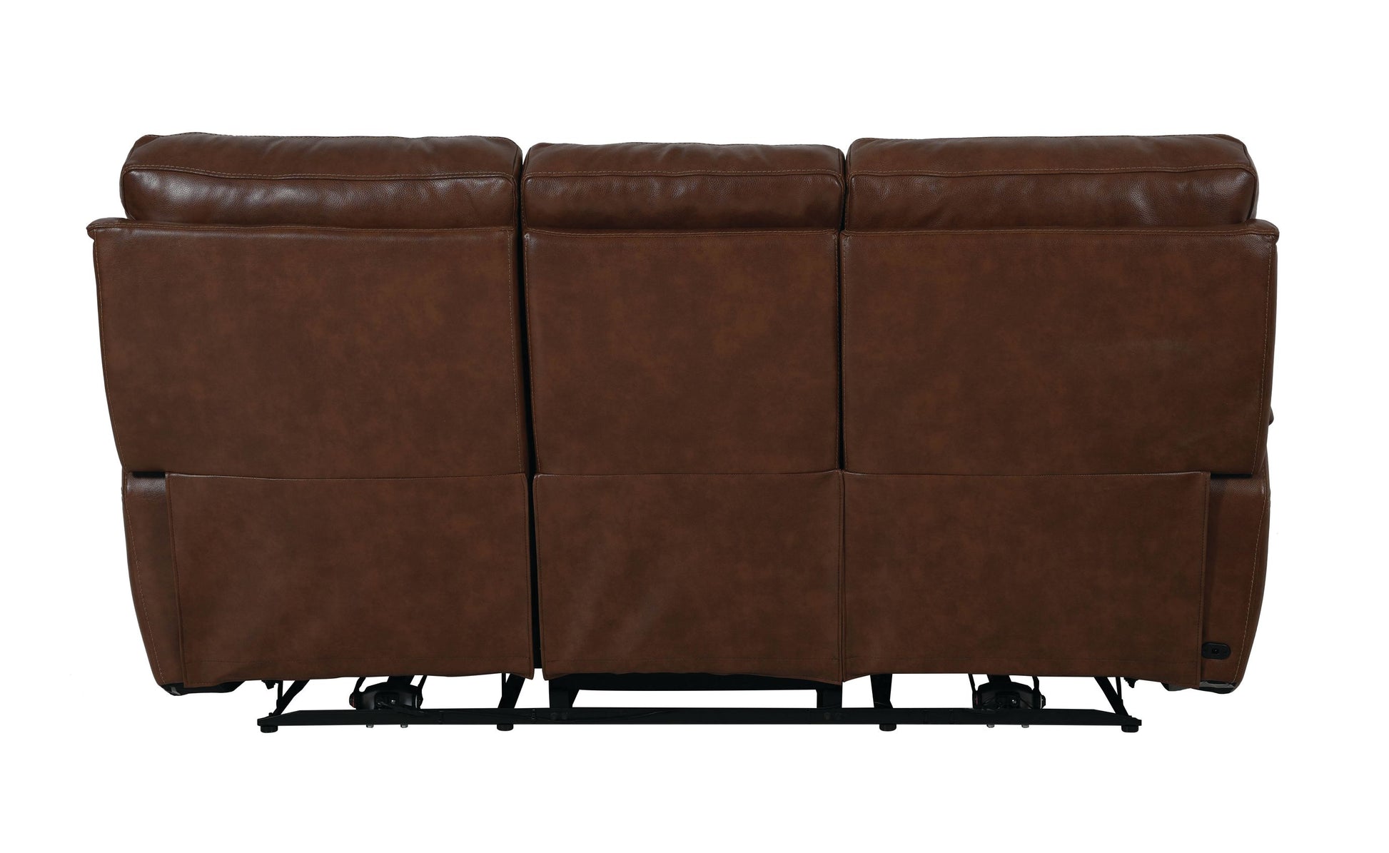 Bassett Club Level Burlington Power Motion Sofa in Umber Leather - Chapin Furniture