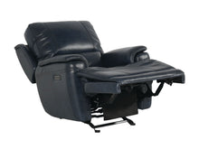 Bassett Club Level Burlington Power Glider Recliner in Navy Leather - Chapin Furniture