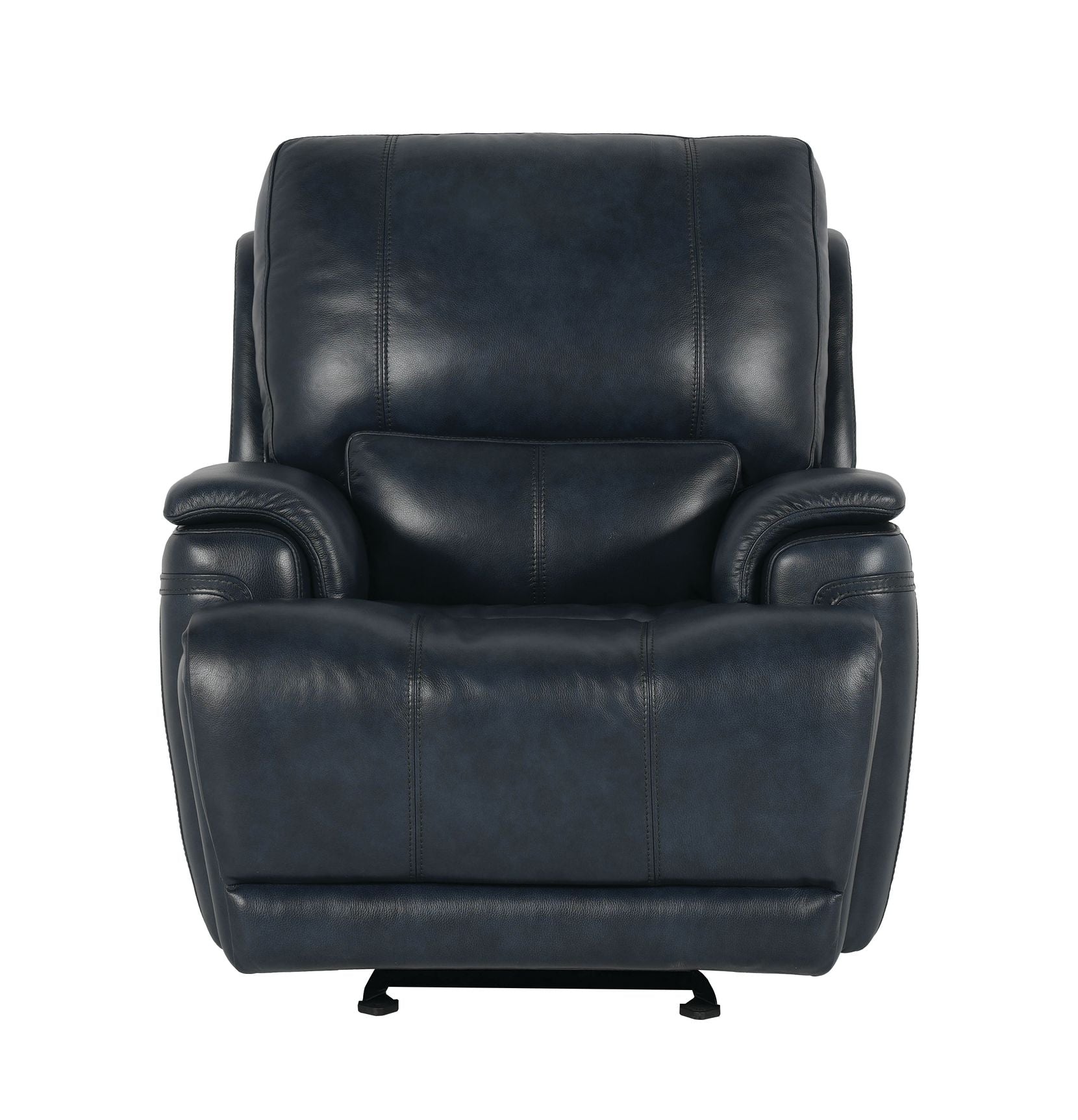 Bassett Club Level Burlington Power Glider Recliner in Navy Leather - Chapin Furniture