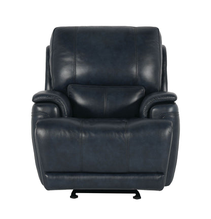 Bassett Club Level Burlington Power Glider Recliner in Navy Leather - Chapin Furniture