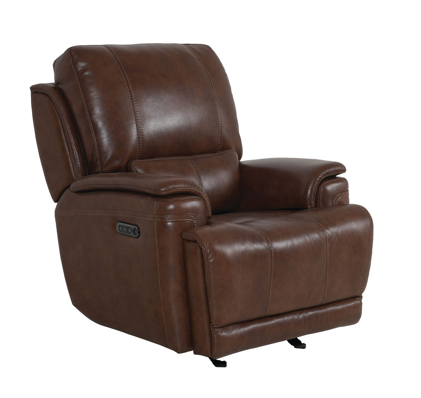 Bassett Club Level Burlington Power Glider Recliner in Umber Leather - Chapin Furniture