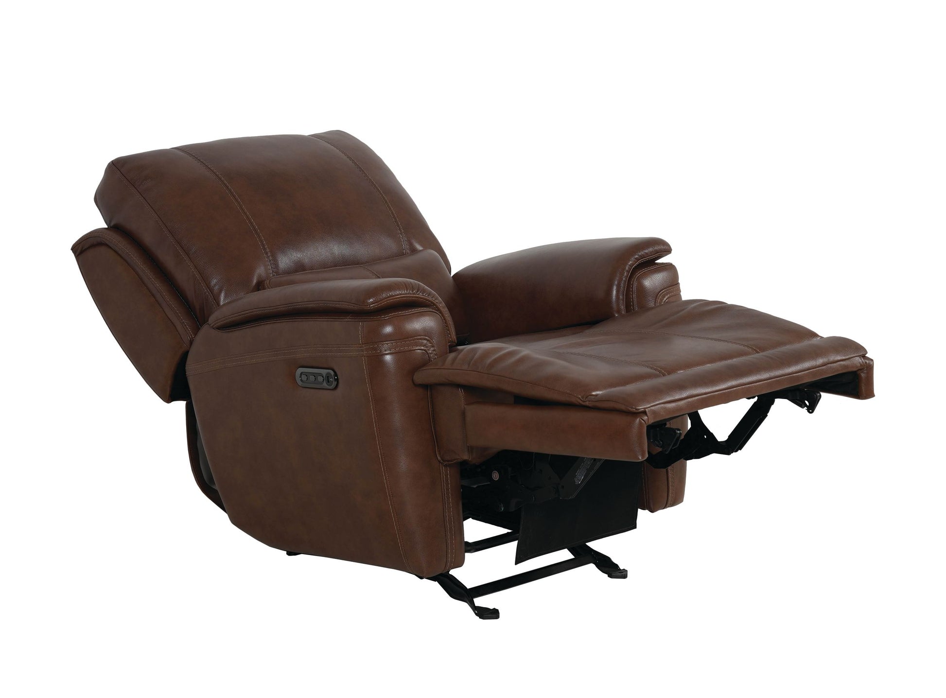 Bassett Club Level Burlington Power Glider Recliner in Umber Leather - Chapin Furniture