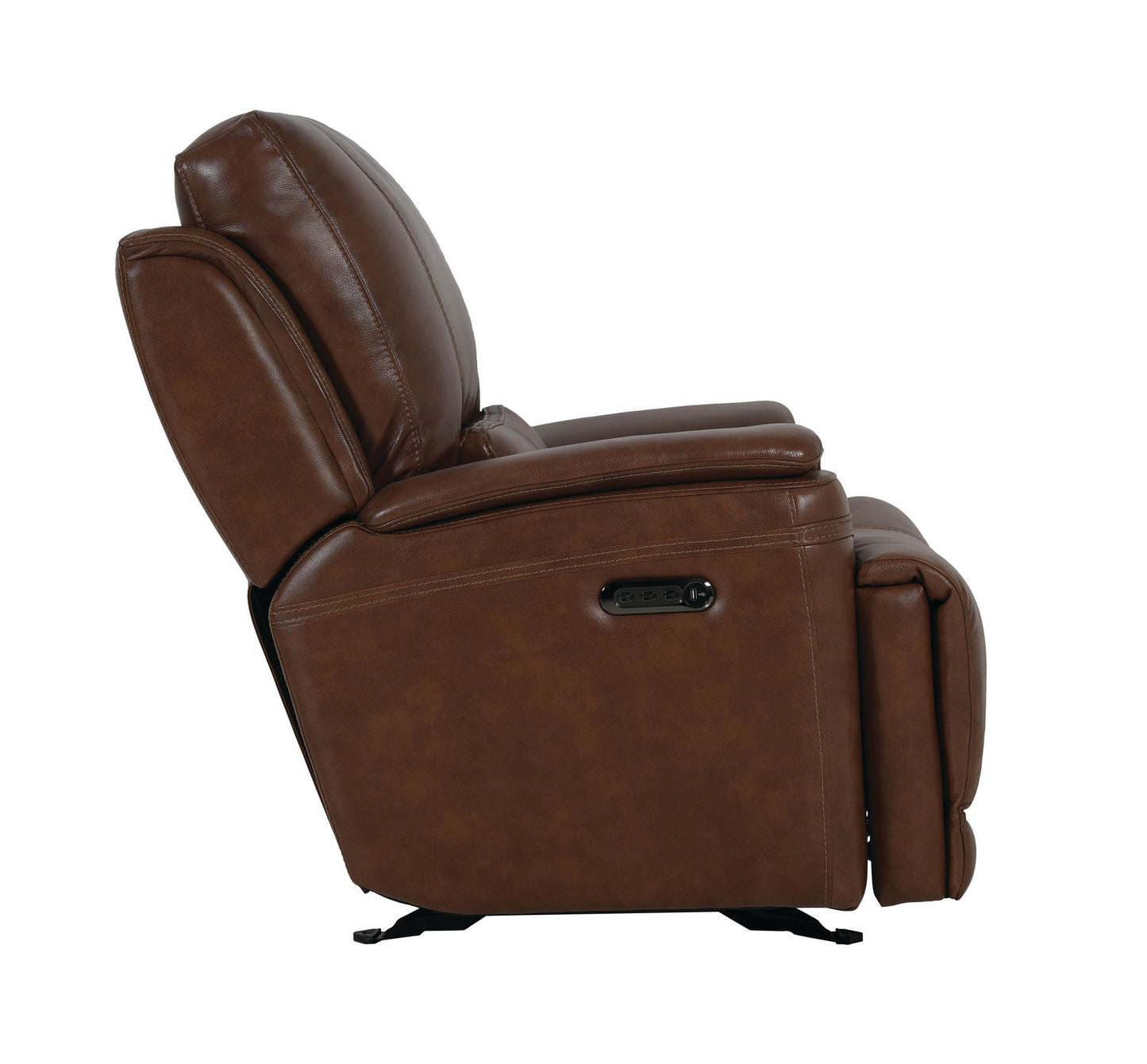 Bassett Club Level Burlington Power Glider Recliner in Umber Leather - Chapin Furniture