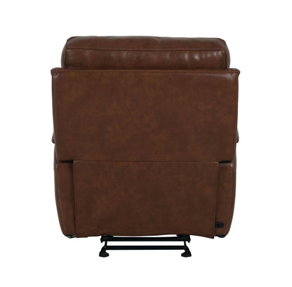 Bassett Club Level Burlington Power Glider Recliner in Umber Leather - Chapin Furniture