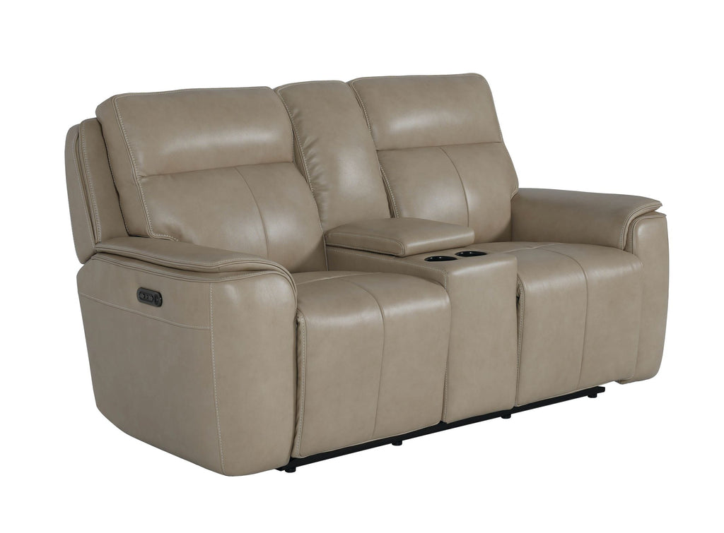 Bassett Club Level Manteo Power Motion Loveseat With Console in Diamond Leather - Chapin Furniture