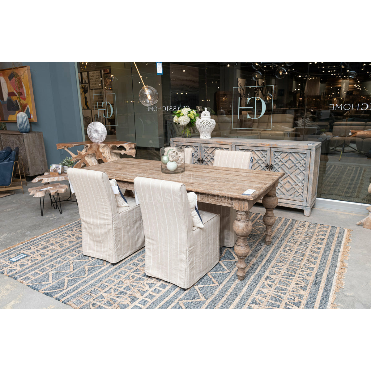 Amaya Upholstered Dining Chair Striped- Set of 2 - Chapin Furniture