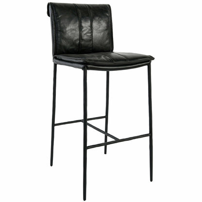 Mayer 30" Bar Stool- Black Leather - Chapin Furniture