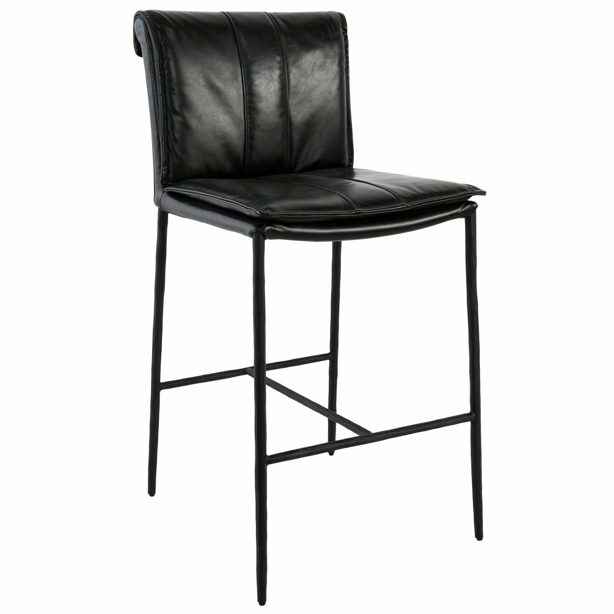 Black leather best sale kitchen stools