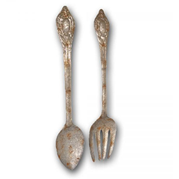 Set of 2 Large Metal Fork and Spoon Wall Decor - Chapin Furniture