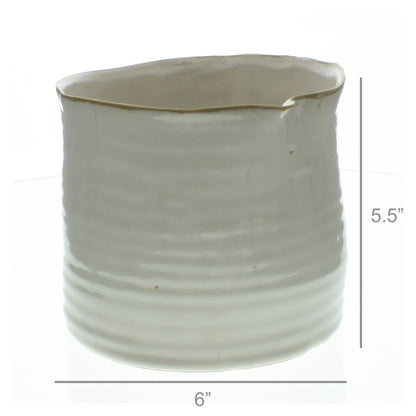 Bower Ceramic Vase - Lrg Wide - Fancy white - Chapin Furniture