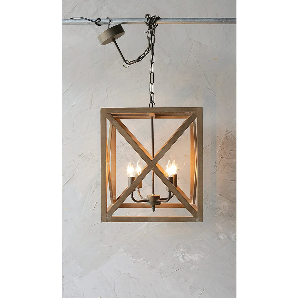 Square Wood and Metal Chandelier - Chapin Furniture