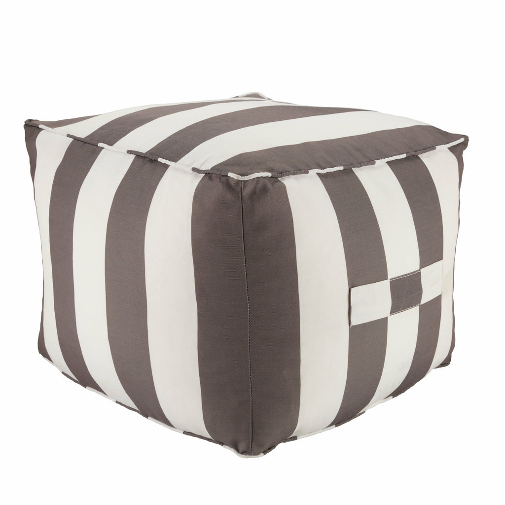 Jaipur Living Chatham Indoor/ Outdoor Striped Gray/ White Cuboid Pouf - Chapin Furniture