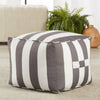 Jaipur Living Chatham Indoor/ Outdoor Striped Gray/ White Cuboid Pouf - Chapin Furniture
