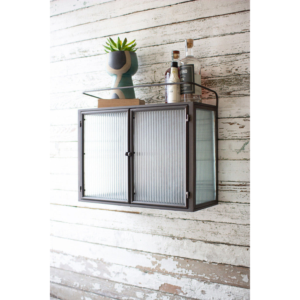 Double Door Metal and Corrugated Glass Wall Cabinet - Chapin Furniture