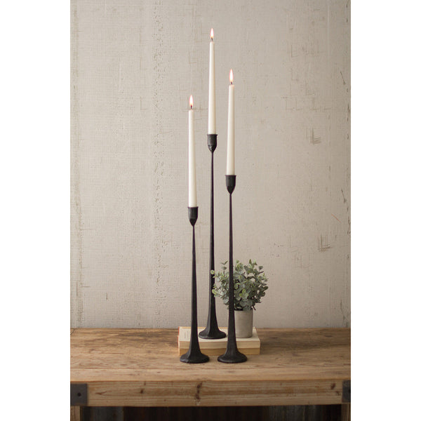 Set of Three Tall Cast Iron Taper Candle Holders - Chapin Furniture
