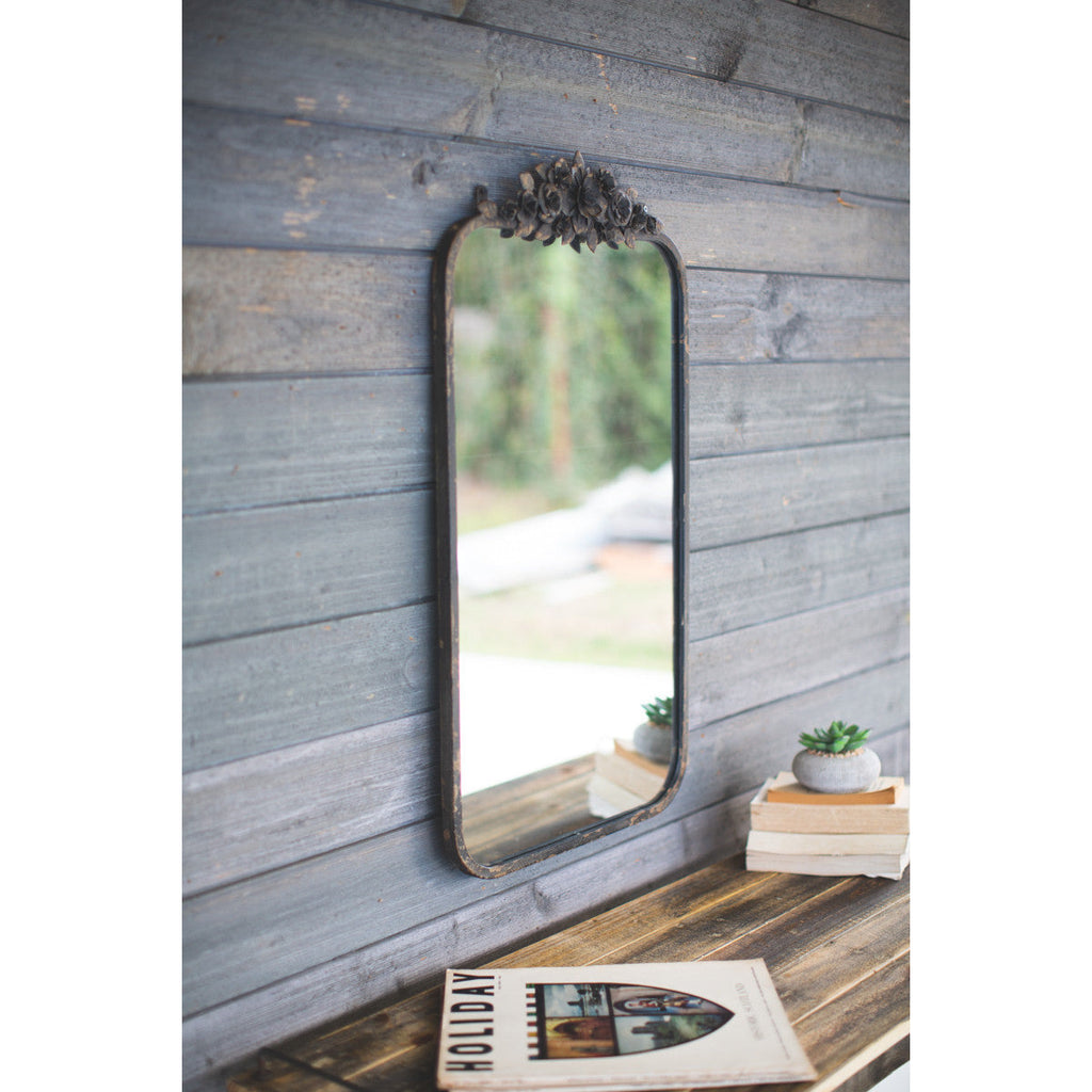 Rectangle Metal Mirror with Flower Details - Chapin Furniture