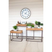 Set of Three Rustic Recycled Wood Console Trays on Metal Bases - Chapin Furniture
