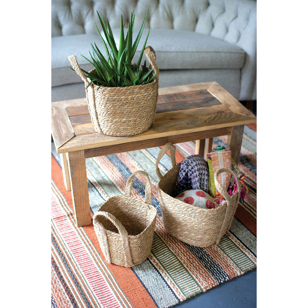Set of 3 Square Seagrass Baskets with Handles - Chapin Furniture