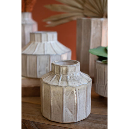Set of 5 White Ceramic Planters - Chapin Furniture