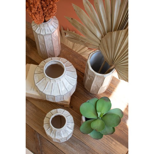 Set of 5 White Ceramic Planters - Chapin Furniture