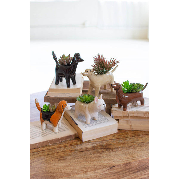 Set of 5 Ceramic Dog Planters - Chapin Furniture
