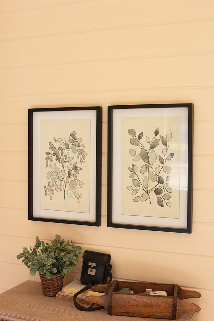 Set of 2 Framed Black Leaf Prints Under Glass - Chapin Furniture