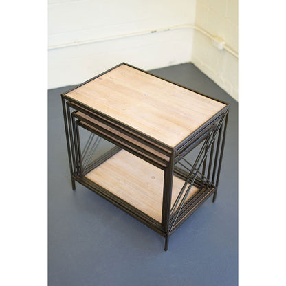 Stackable Four Tiered Metal & Wood Shelving Unit - Chapin Furniture