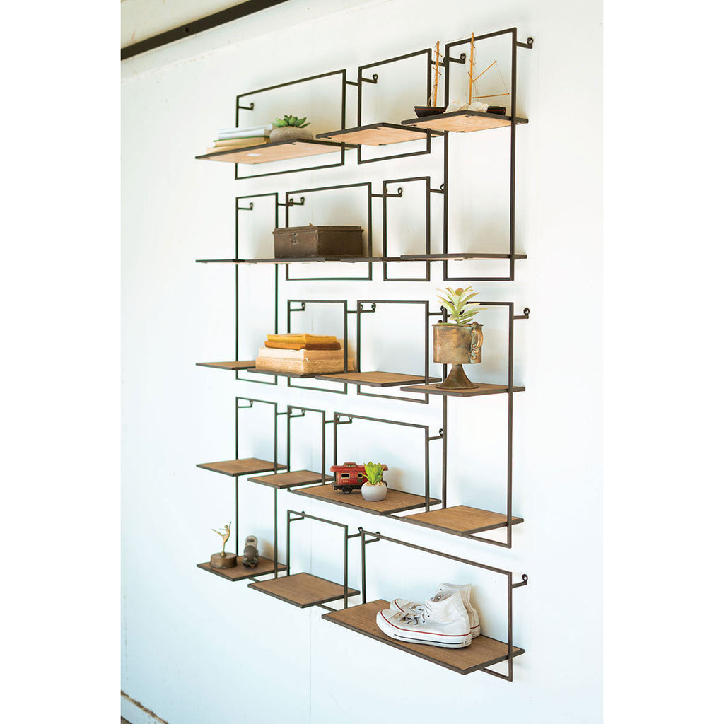 Set of 14 Wood and Metal Shelves - Chapin Furniture