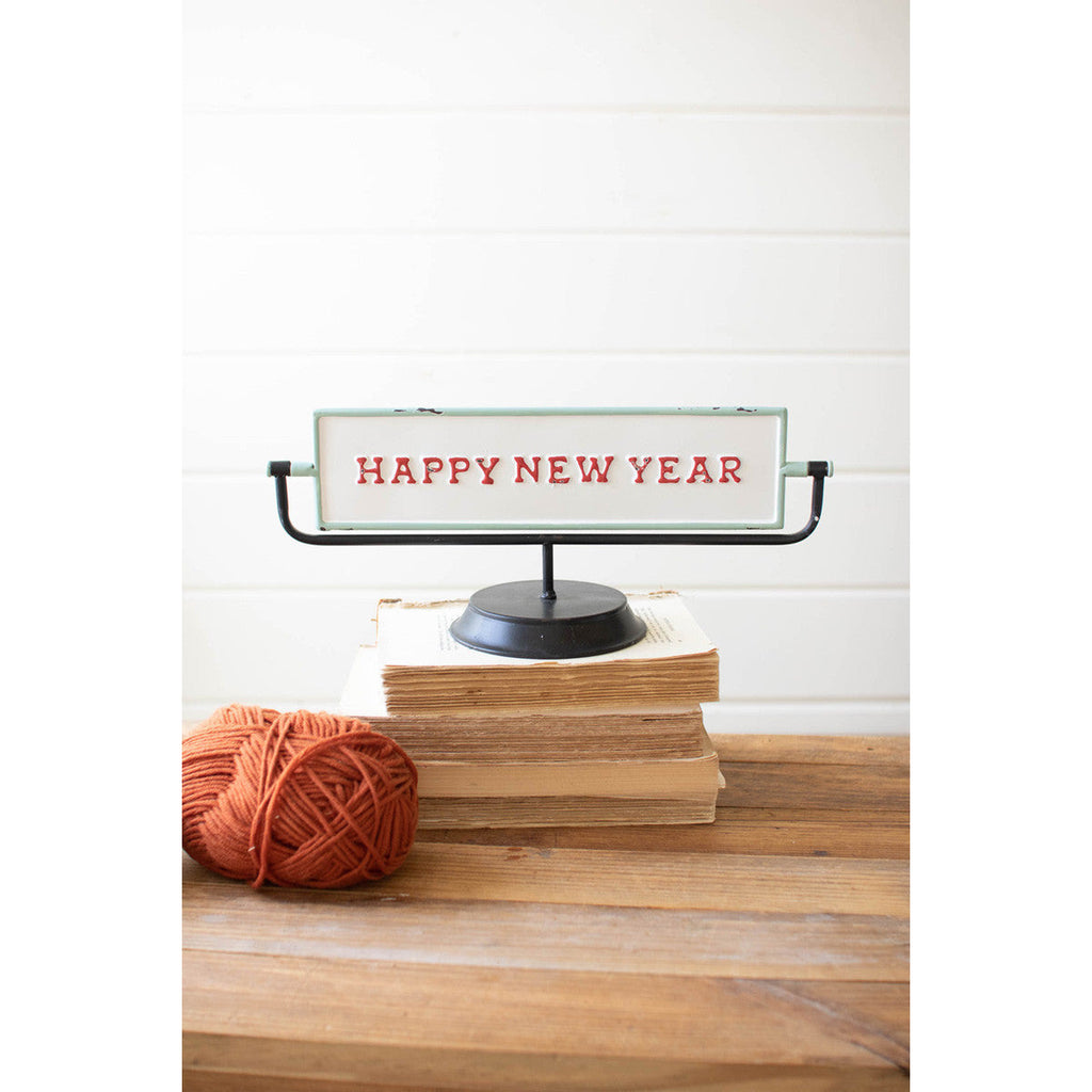 Merry Christmas & Happy New Year Enamel Flip Sign - Chapin Furniture