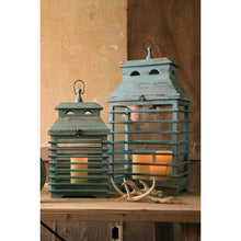 Set of 2 Vintage Blue Shutter Lanterns - Chapin Furniture