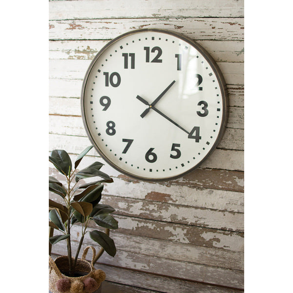 Round Black and White Wall Clock - Chapin Furniture