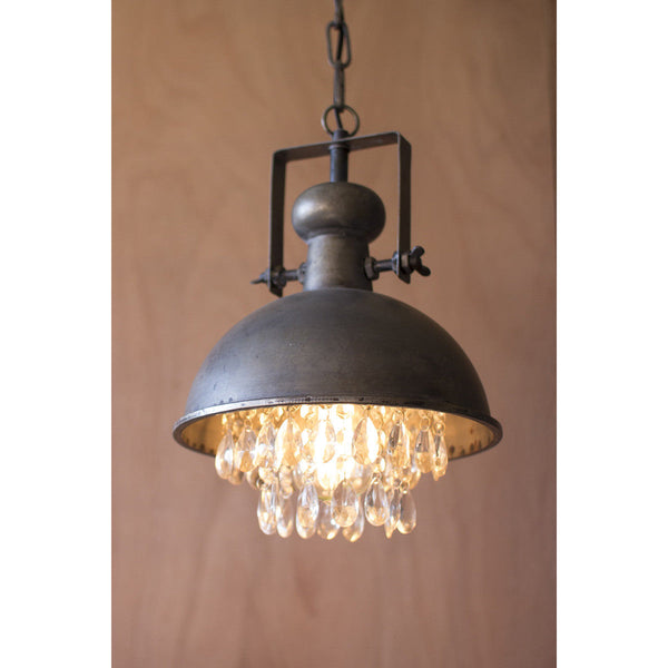 Metal Pendant Lamp with Hanging Gems - Chapin Furniture