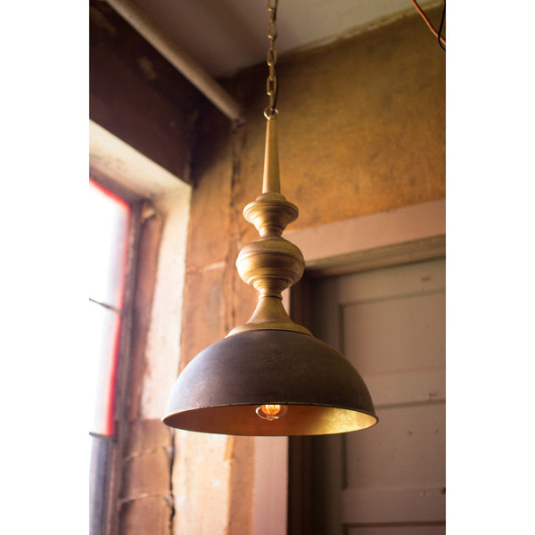 Metal Pendant Light with Antique Gold Finish - Chapin Furniture