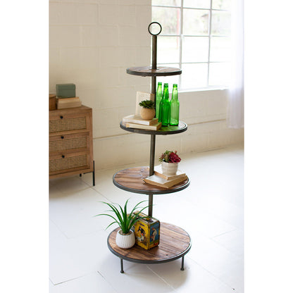 Four-Tiered Recycled Wood and Metal Display Tower - Chapin Furniture