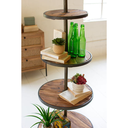 Four-Tiered Recycled Wood and Metal Display Tower - Chapin Furniture