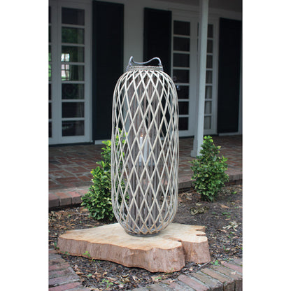 Grey Willow Lantern with Glass- Multiple Size Options - Chapin Furniture