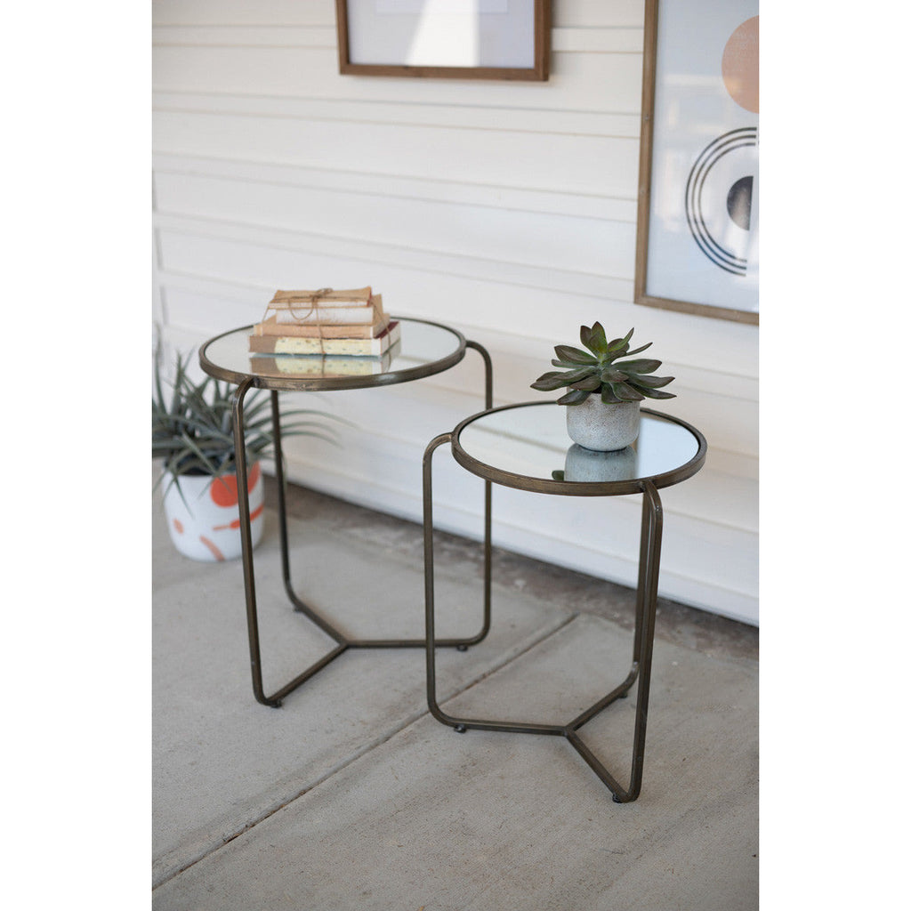 Set of 2 Metal Side Tables With Mirror Tops - Chapin Furniture