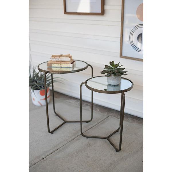 Set of 2 Metal Side Tables With Mirror Tops - Chapin Furniture