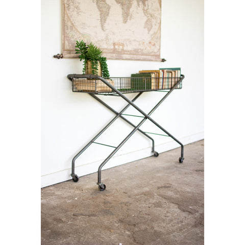 Rolling Metal Basket Console - Chapin Furniture