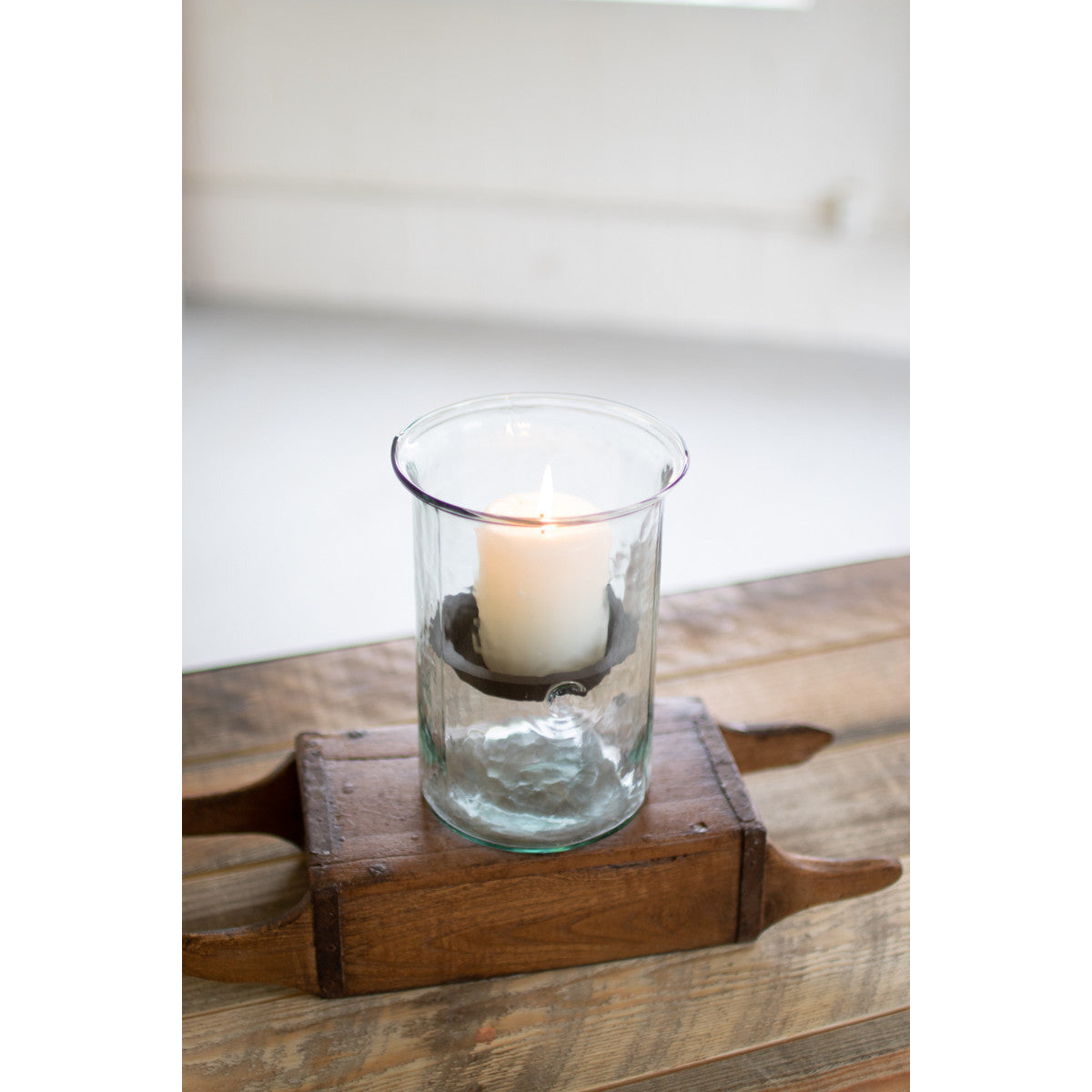 Mini Glass Candle Cylinders with Rustic Insert \ Small - Chapin Furniture