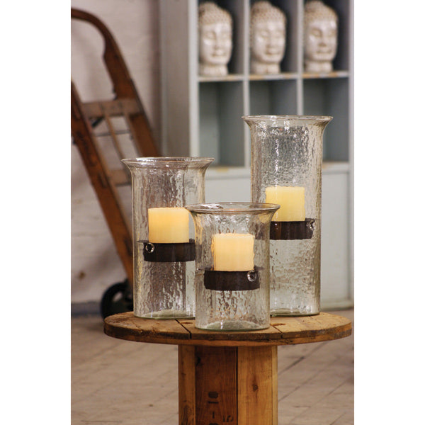 Original Glass Candle Cylinder with Rustic Insert \ Large - Chapin Furniture