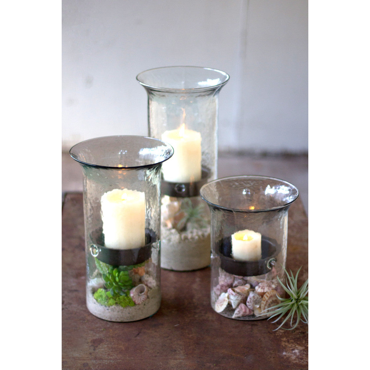 Original Glass Candle Cylinder with Rustic Insert \ Large - Chapin Furniture
