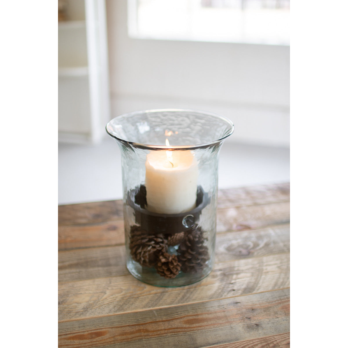 Original Glass Candle Cylinder with Rustic Insert \ Small - Chapin Furniture