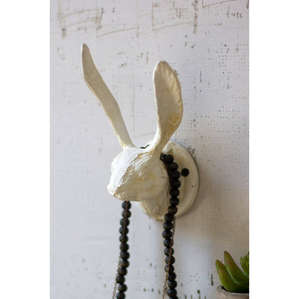 Cast Iron Wild Hare Wall Hook / White
