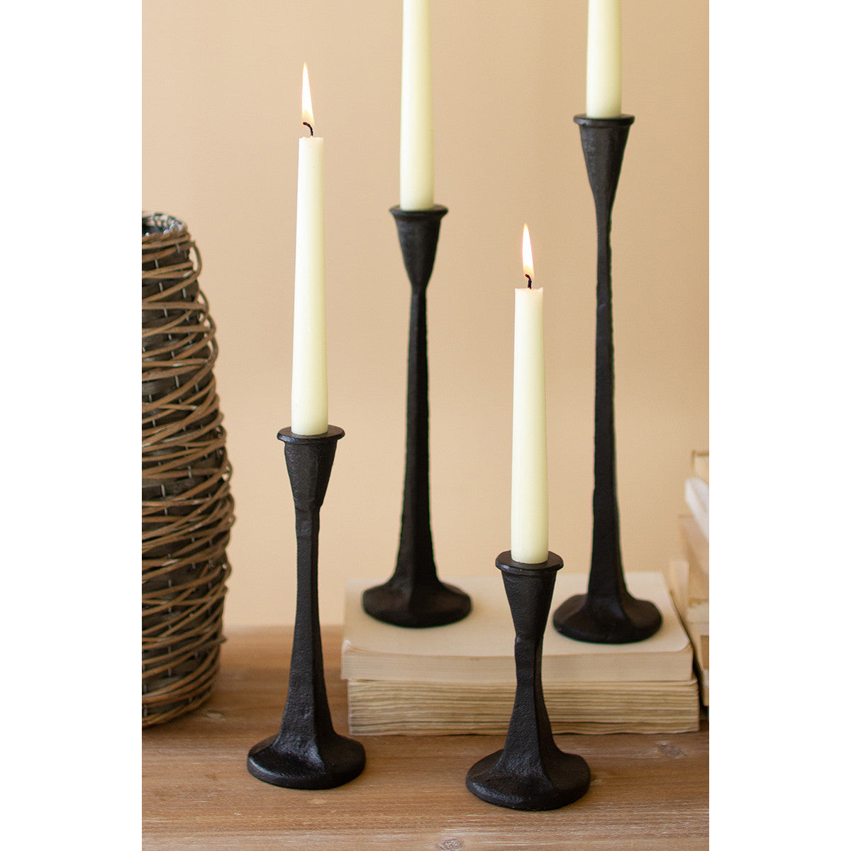 Set of 4 Cast Iron Taper Candle Holders - Thumbnail 2