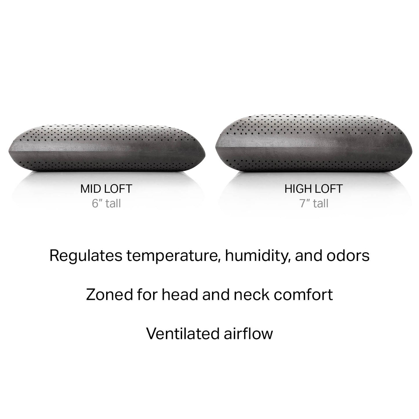 Zoned Dough® + Bamboo Charcoal, Mid Loft Plush Pillow- Queen - Chapin Furniture