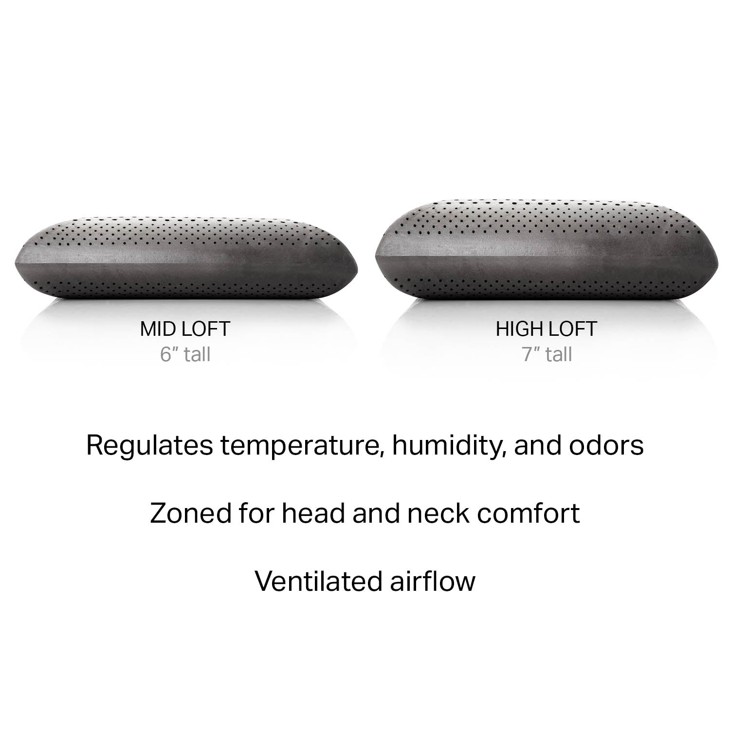 Zoned Dough® + Bamboo Charcoal, Mid Loft Plush Pillow- Queen - Chapin Furniture