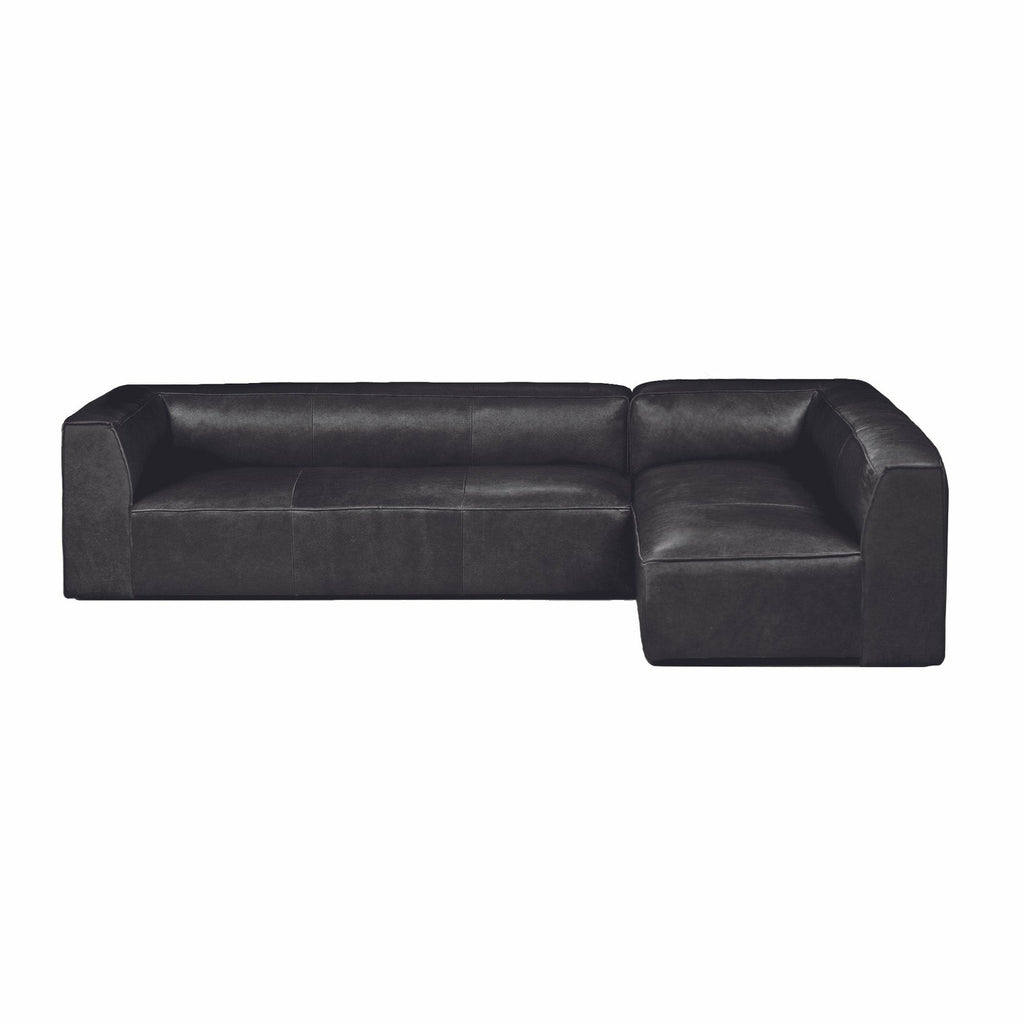 Cooper Right Arm Leather Sectional in Black - Chapin Furniture