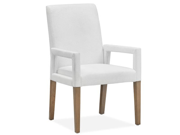 Lindon Dining Arm Chair With White Upholstered Seat And Back- Set of 2 - Chapin Furniture